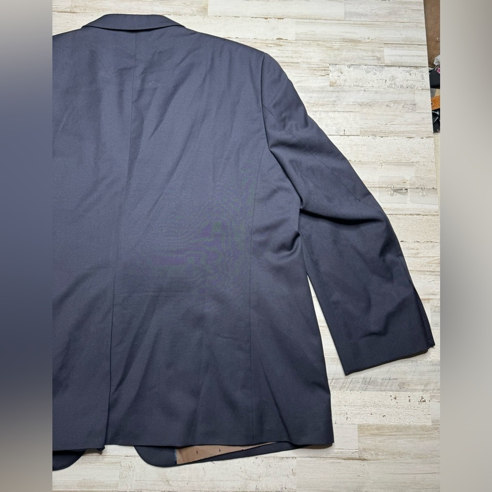Joseph & Feiss Gold 54R Navy Blue 100% Wool Gold Button Blazer Jacket Sport Coat - Picture 7 of 11